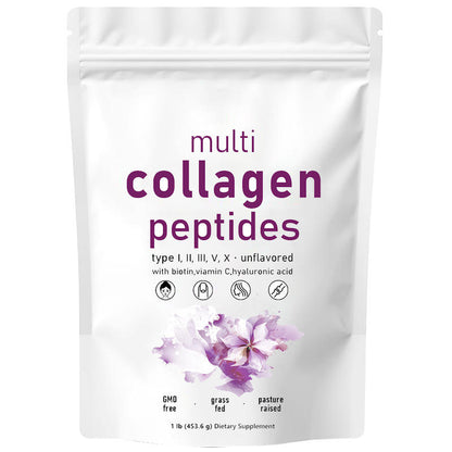Three Pack - Halal Phyto Collagen Powder - Hydrolyzed Multi Collagen Peptides Powder with Hyaluronic Acid